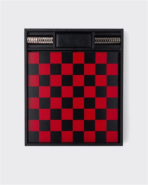 Black Saffiano leather checkers set 